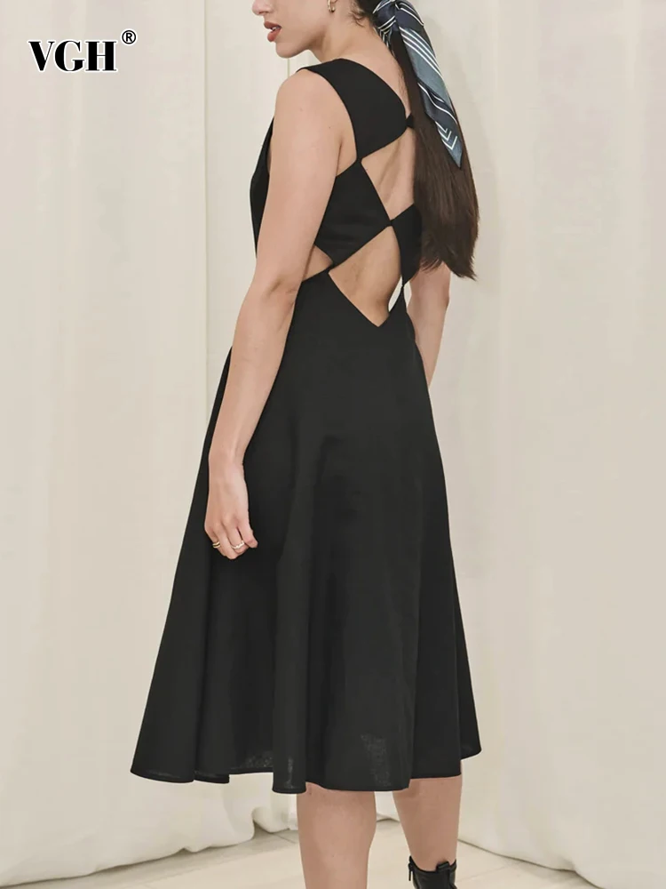 Women Clothing Autumn Winter Sexy Backless Hollow Out Cutout out Solid Color Slim Dress for Women main image 0