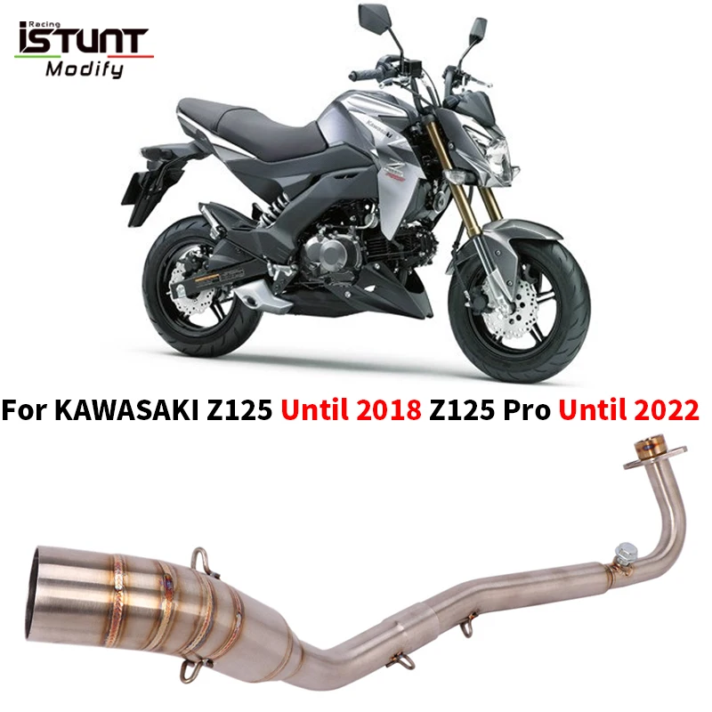 Motorcycle Full System Exhaust Escape Modify Stainless Steel Front Link Pipe For KAWASAKI Z125 Until 2018 Z125 Pro Until 2022