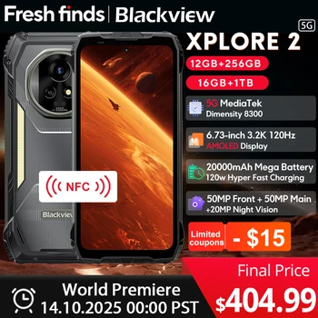 【World premiere】Blackview XPLORE 2 Rugged Phone 5G 6.73” 3.2K AMOLED Display 20000mAh MediaTek Dimensity 8300 120W Charger