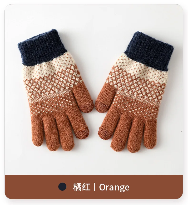 KayCrowne New Full Finger Touch Screen Gloves For Winter Grace Thick Warm Cycling Acrylic Skiing Riding Women Knitted Gloves Men