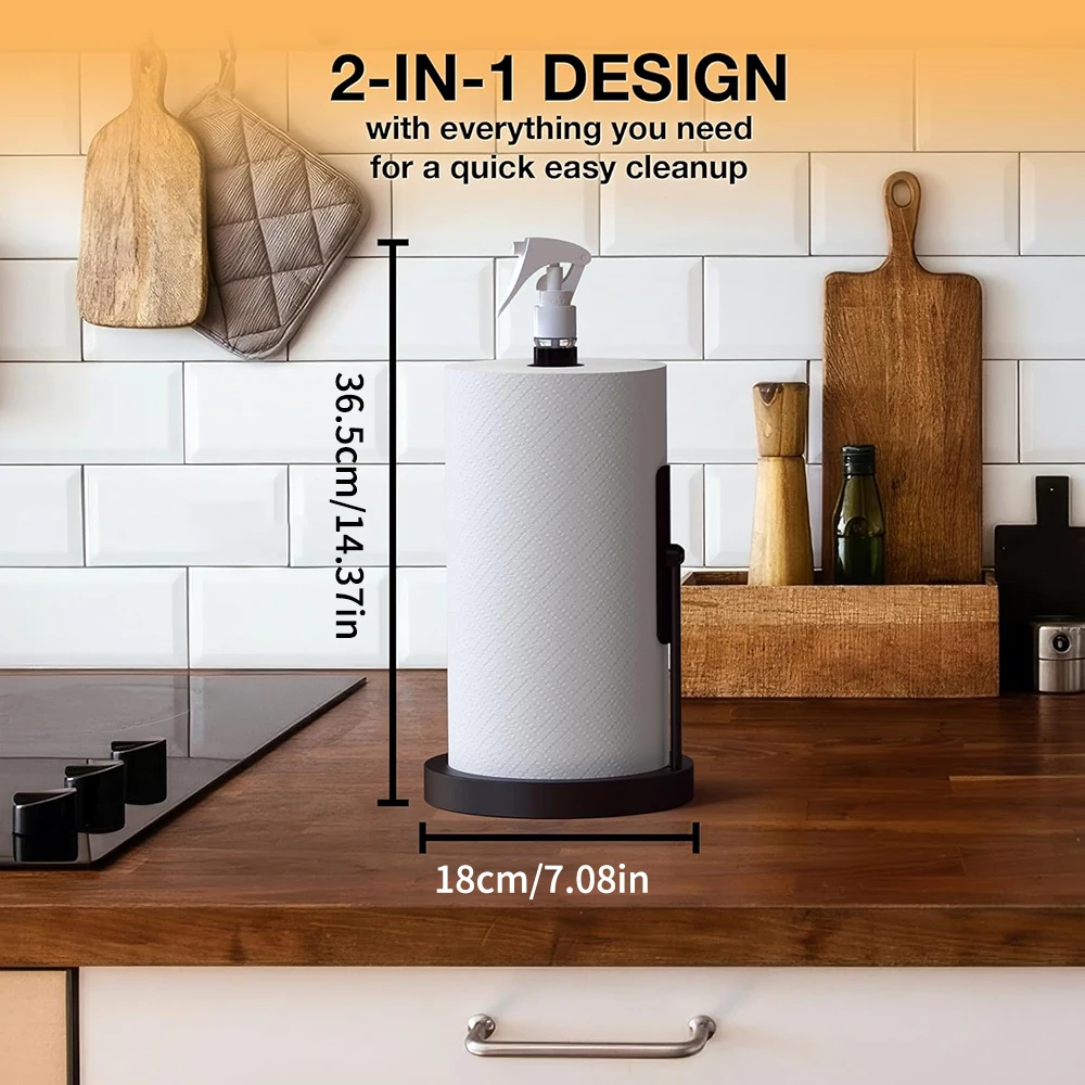Household Vertical Paper Towel Holder With Spray Bottle Paper Towel Holder For Kitchen, Bathroom, Countertop Paper Towel Holder 6