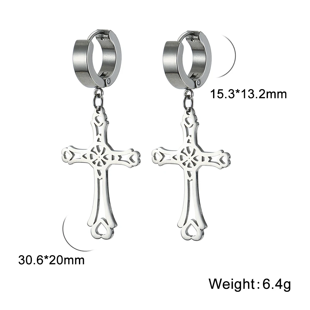 Kkjoy Vintage Jesus Religiöse Kreuz-Serie Punk Anhänger Ohrringe Gotische Ohrhänger für Frauen Männer Rock-Stil Schmuck Geschenk – Detail 12