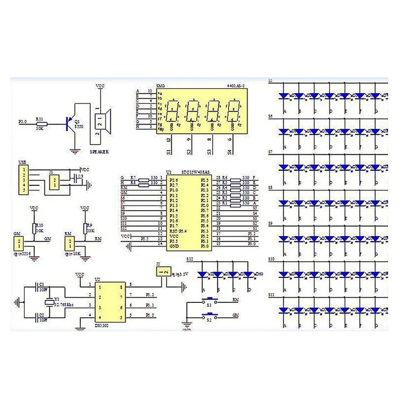 DIY Rotating Digital LED Display Module Alarm Electronic Digital Clock Kit 51 SCM Learning Board 5V DS1302 digital clock kit