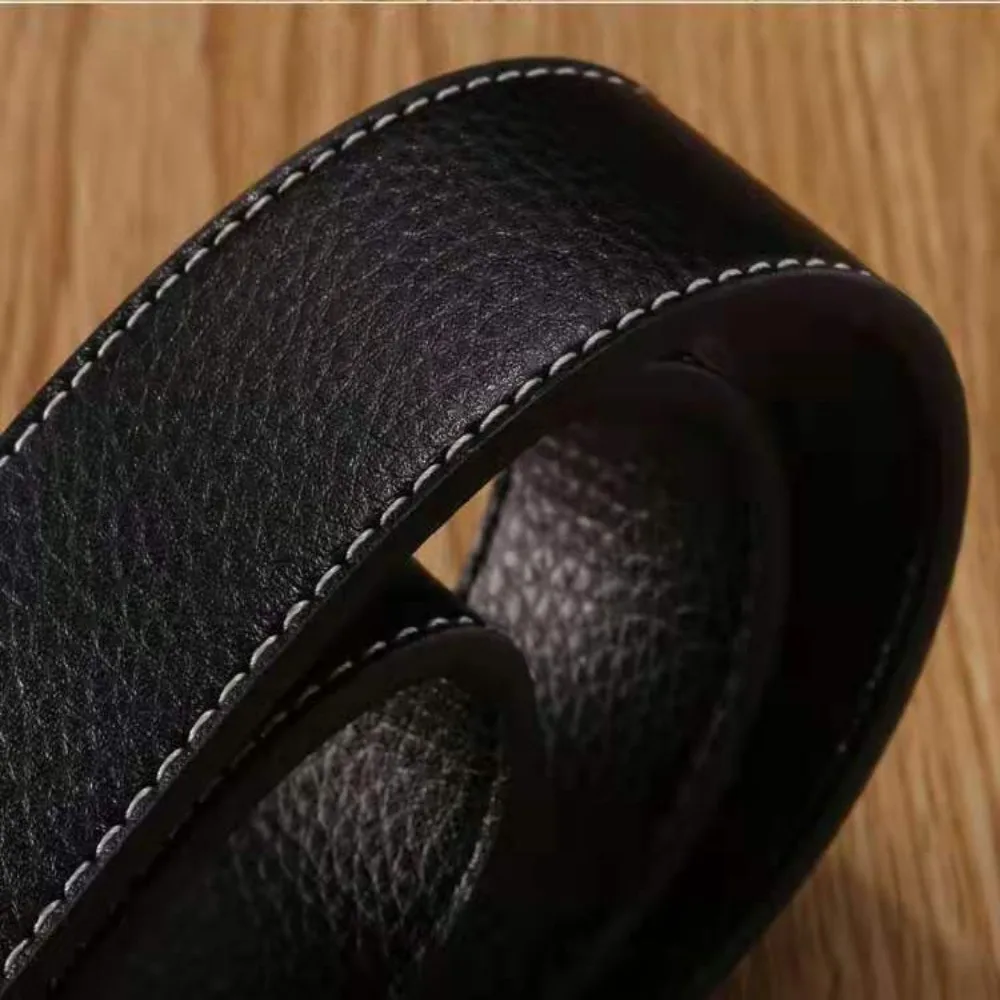 3,7 cm Luxus Männer Leder Gürtel Strap Echtes Leder Keine Schnalle Gürtel Hosen Jeans Gürtel Dekor Hosen Bund Ersetzen strap – Detail 10