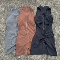 Solid color Scrunch Back Waist Tight Yoga Jumpsuit Shorts Set Women Zipper Gym Sportswear Fitness One Piece Sports Suit Workout