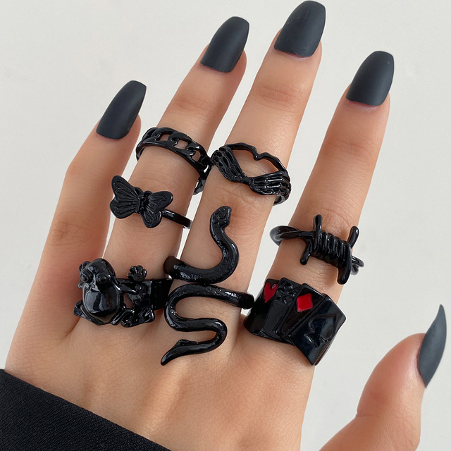 Ring Set for Women Vintage Gold Silver Plated Rings Trendy Hip Hop Jewelry Metal Geometric Ring Ancient Accessories 2022