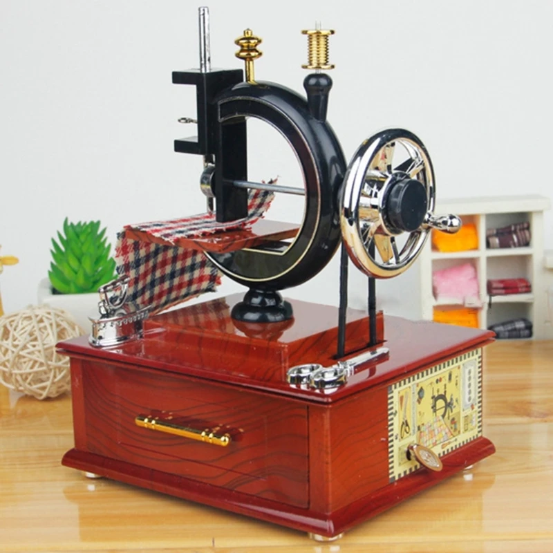 Portable Sewing Machine Retro Sewing Machine Gift Music Boxes Creative Birthday Gift For Girlfriend Friend Music Boxes