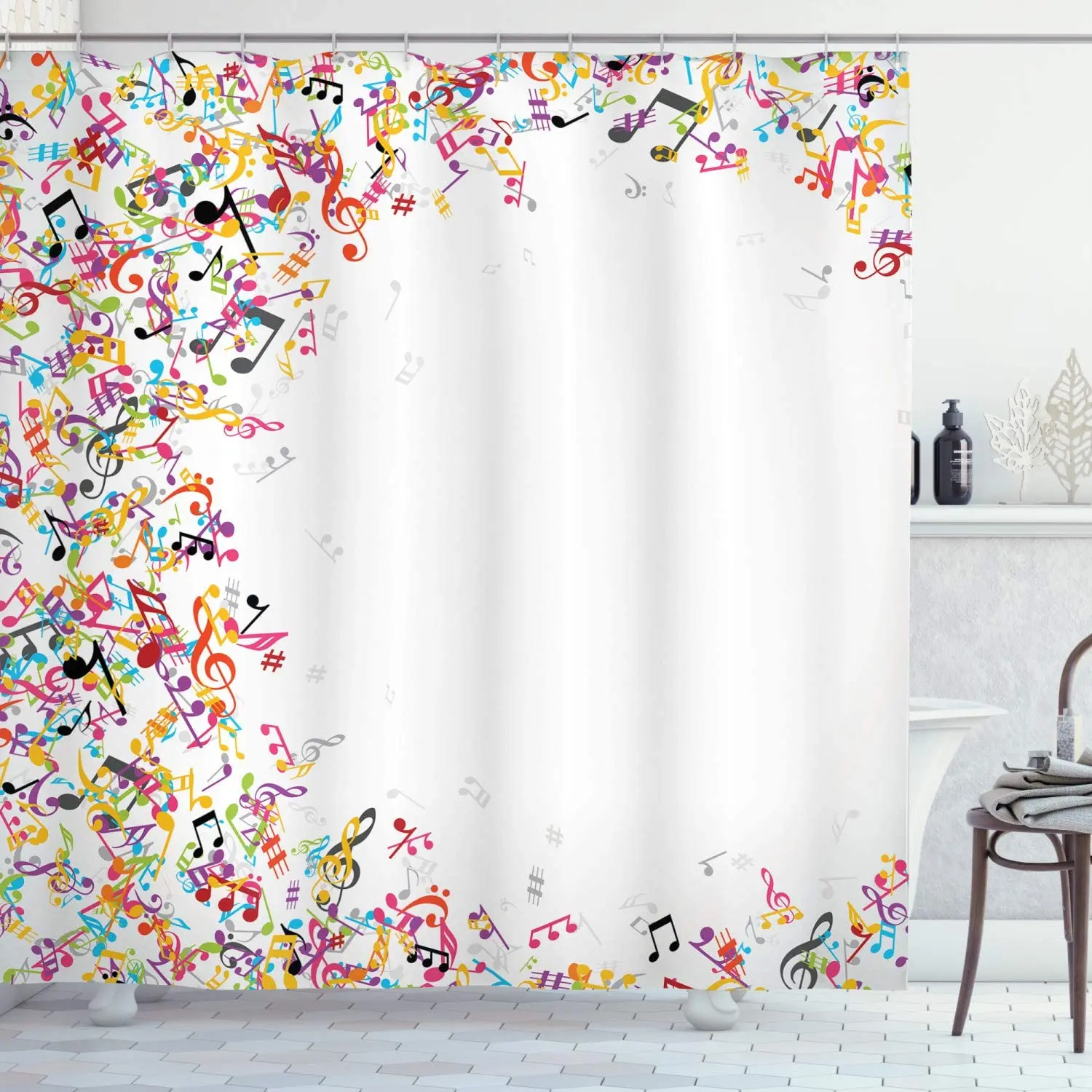 Galaxy Music Shower Curtain, Modern Musical Artwork Classroom Note