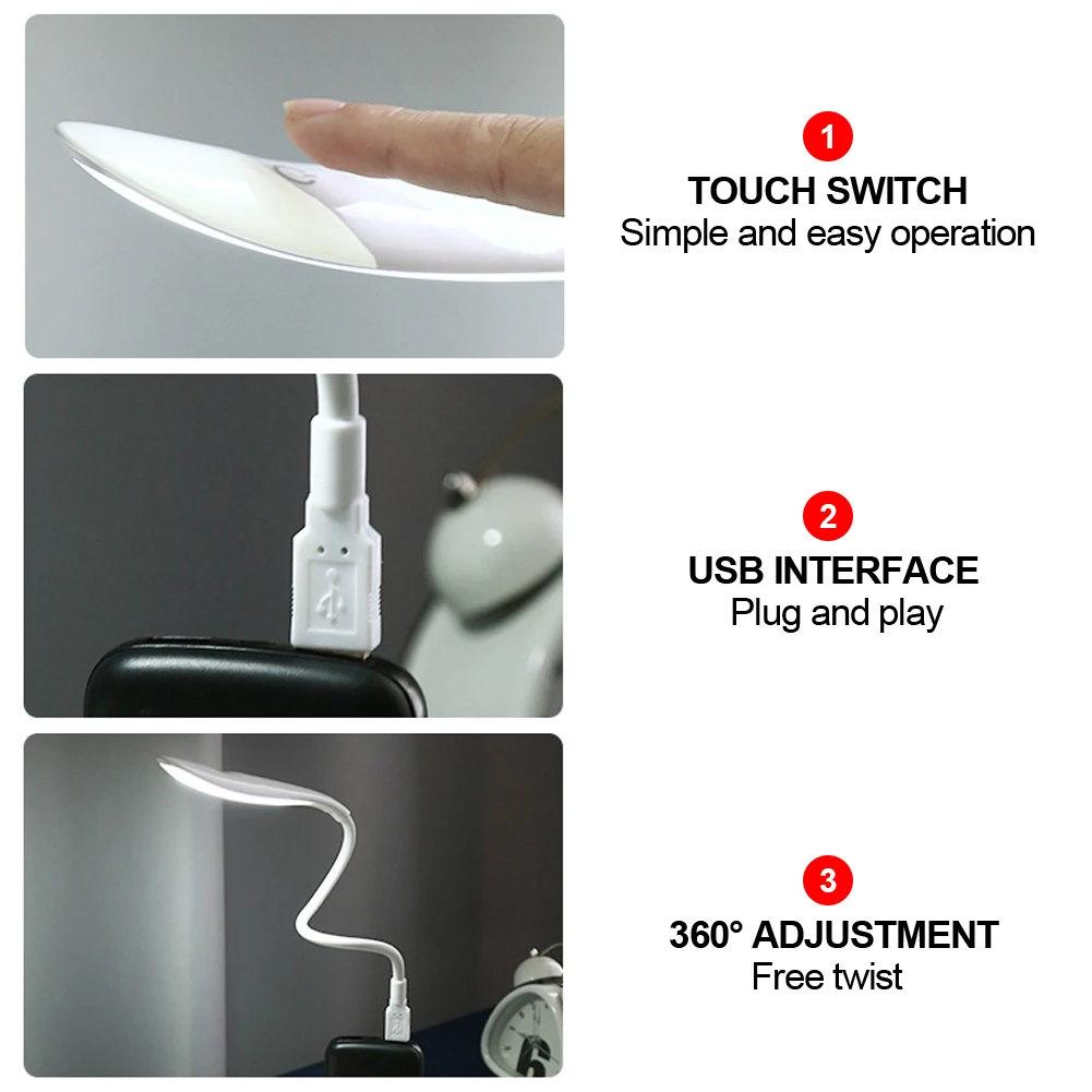 Portable Flexible USB LED Desk Lamp with Eye Protection and Touch Switch