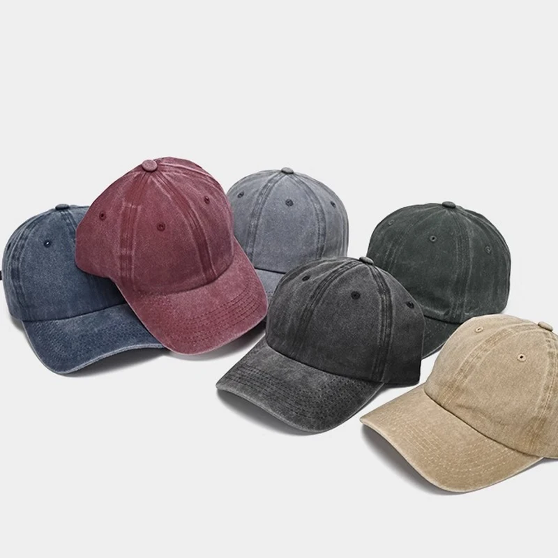 Baseball Cap Sunscreen Water Washed MEN'S Baseball Cap Small Face Retro Distressed Versatile Duck Tongue Hat