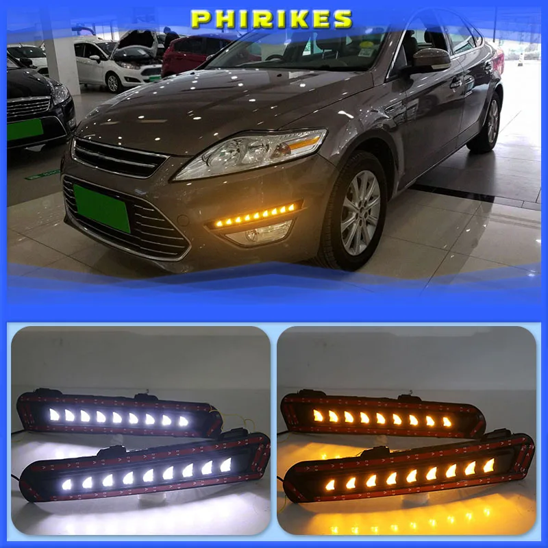 

1 комплект для Ford Mondeo 2011 2012 2013 12 В ABS DRL дневные ходовые огни Светодиодный с противотуманной фарой крышка автомобильного стайлинга