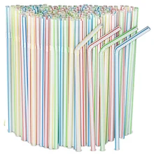 200/500/1000/2000Pcs Disposable Plastic Straws for Kitchenware Bar Party Event Alike Supplies Striped Cocktail Drinking Straws