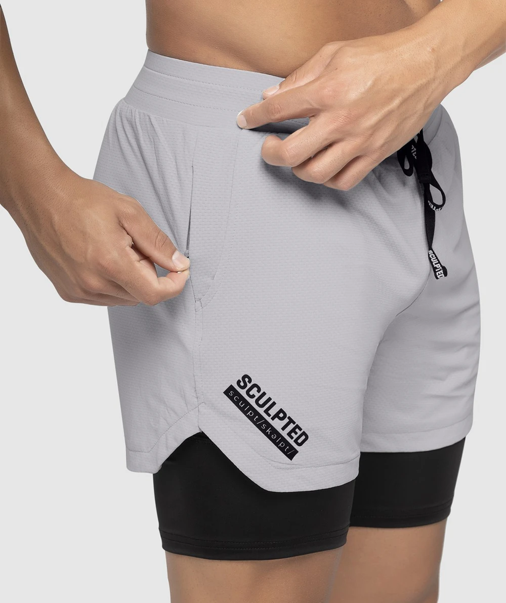 

Мужские шорты для бега 2 в 1, летние серые тренировочные штаны для бодибилдинга, фитнеса, шорты, шорты для тренировок, бега, тренировок в тренажерном зале, тренировок