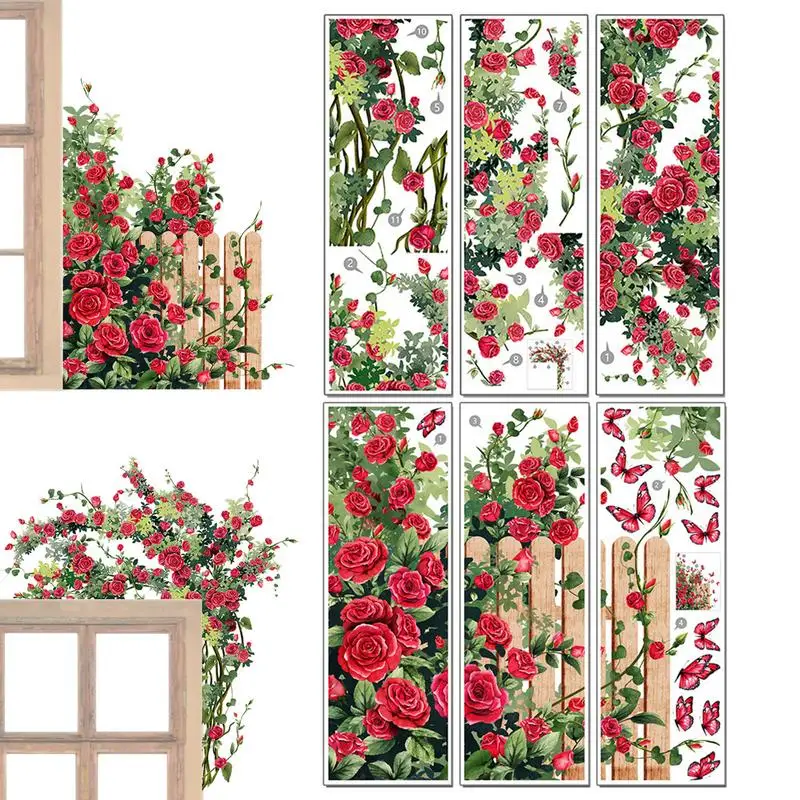 

Rose Wall Decal Valentine's Day Rose Sticker Rustproof Valentines Window Stickers For Cafes Sofa Restaurants Living Room