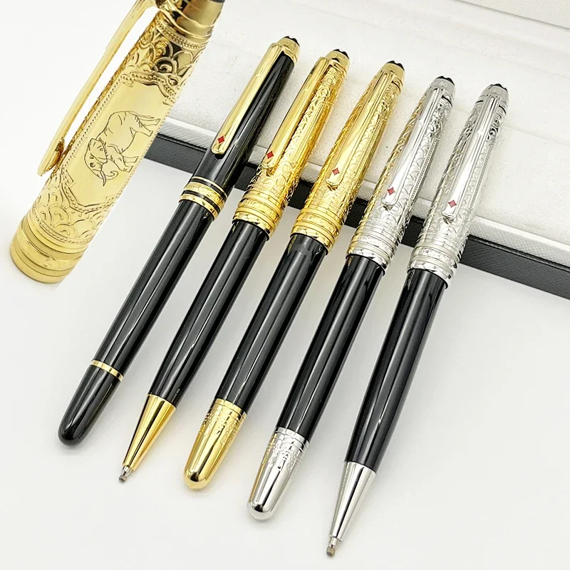 

YAMALANG MB-163 Rollerball Pen Red Diamonds Clip Elephant Engraved 80 Days Around The World Doué Classique With Serial Number