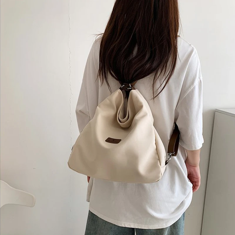 Women's Canvas Tote Bag High Capacity Minimalist College Style Fashion Versatile Casual One Shoulder Crossbody Backpack