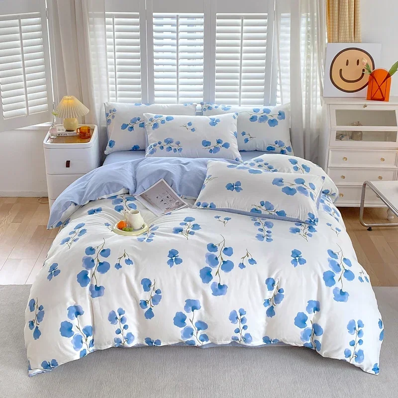 Juego de funda de edredón con diseño de luna y estrellas, color azul y nubes, 100 % algodón, reversible, para dormitorio de niños, adolescentes y hombres