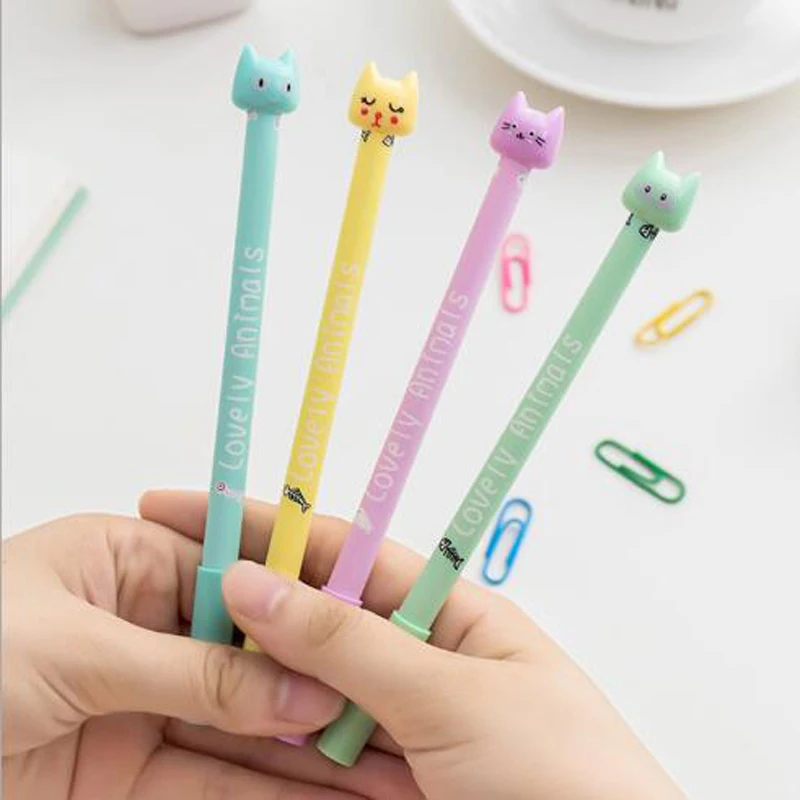 

Cartoons Cat Gel Pen Cute Pen 0.5mm Black Refill Gel Ink Pen School Stationery Office Suppliers Kids Gifts