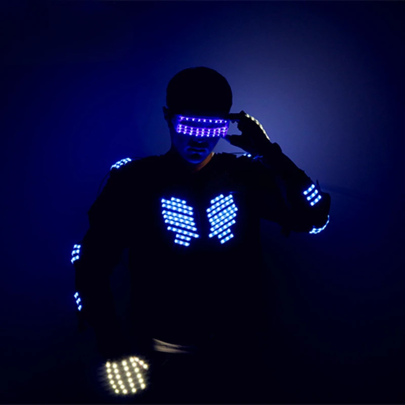 

Halloween Luminous Clothing Bar Nightclub LED Stage Performance Glasses Gloves Street Dance Fluorescent Dance Tide