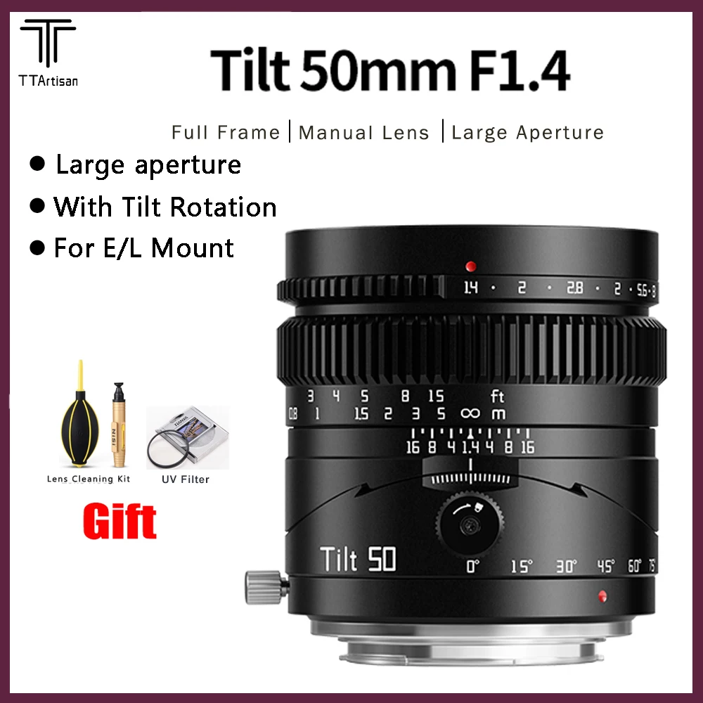 Ttartisan 50Mm F1.4 Obiettivo Inclinabile Full Frame Mf Tilt Shift Lens Per Fuji X Rf Leica Sigma L Mount Sony E Mount Fotocamere A7 Iv A7Siii