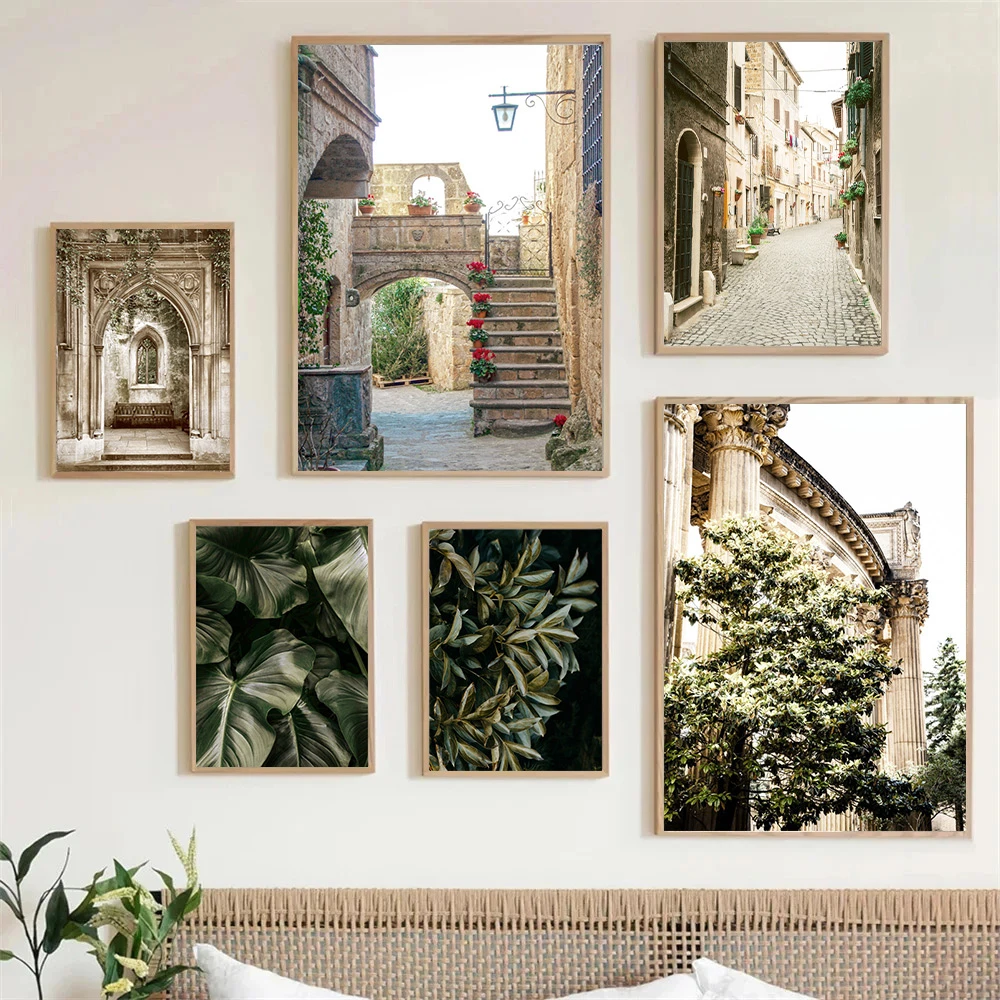 

Italy Landscape Architecture Posters Plants Leaf Wall Art Canvas Painting Nordic Print Pictures Modern Poster Living Room Decor