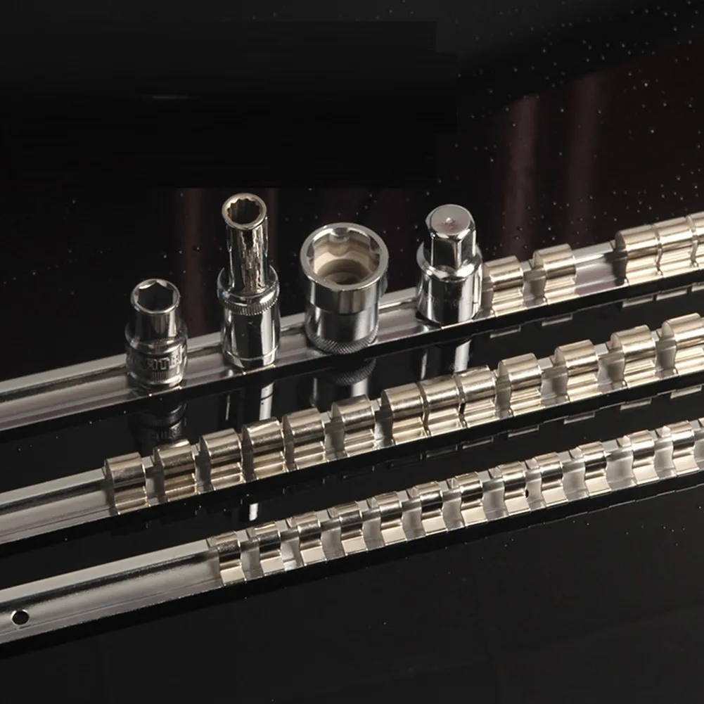 Socket Rack Holder 1/4 3/8 1/2 Inch 16 Clips Tool Organizer