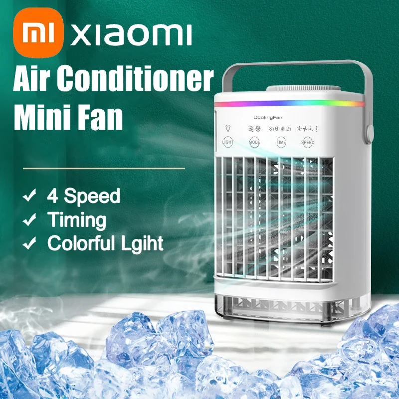 

2024 Xiaomi New Portable Cold Air Conditioner Evaporative Air Cooler Mini Usb Fan Desktop Fan Humidifier with Colorful Light