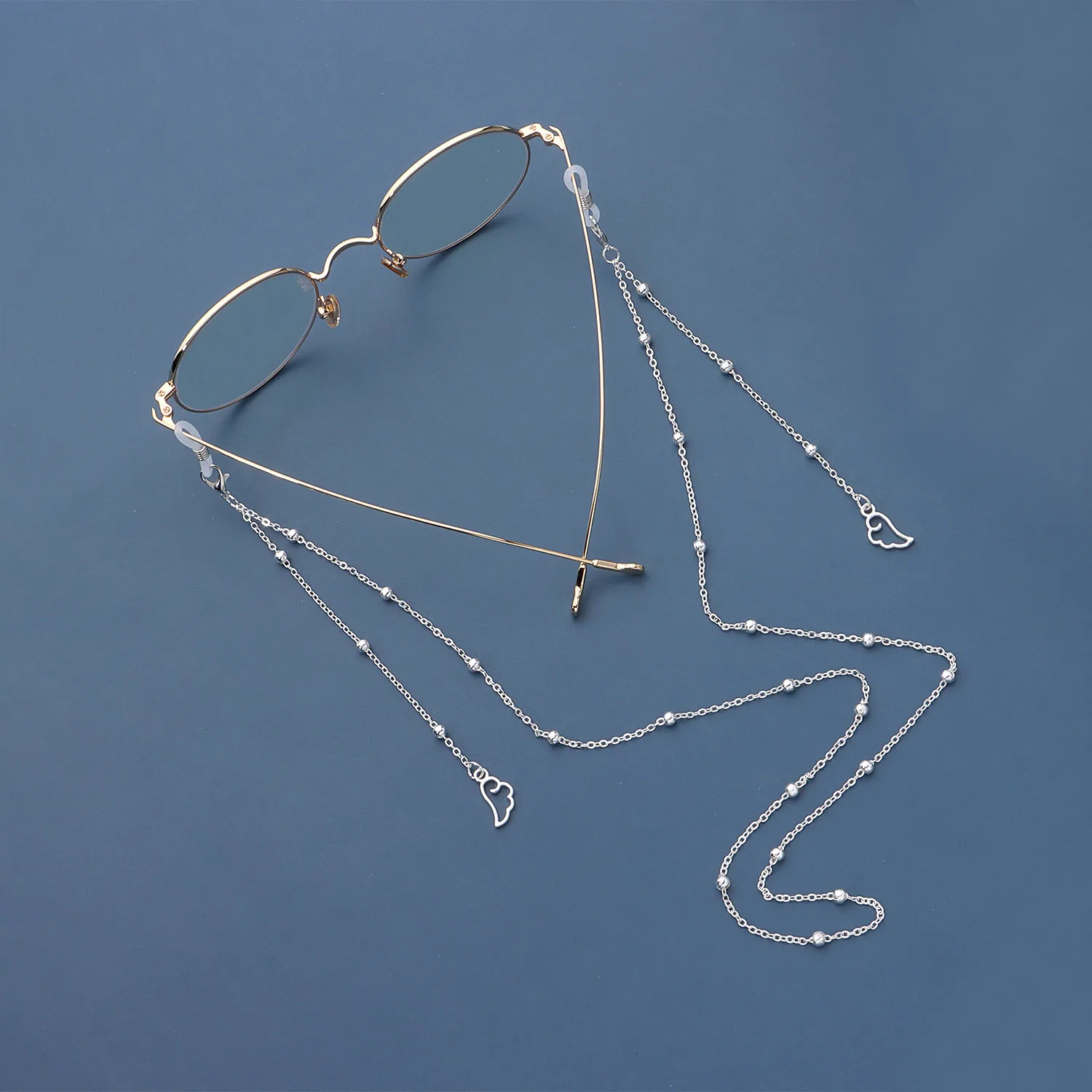 

New Fashion Pendant Glasses Chain Angel Wings Eyewear Chain Anti-Lost Eyewear Round Bead Temperament Chain Mask Fixing Accessory