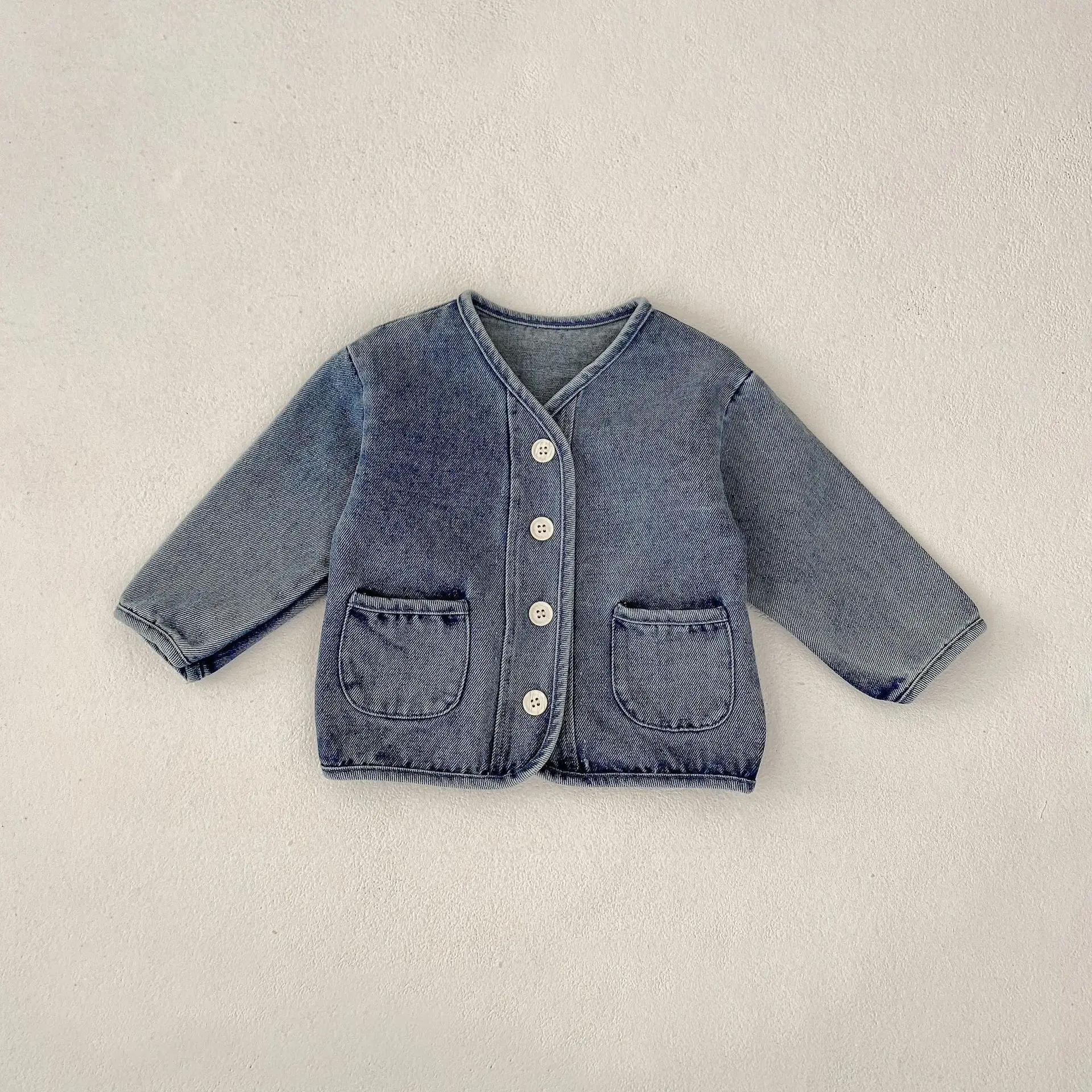 Autumn New Infant Girl Long Sleeve Denim Cardigan Solid Boys Casual Coat Toddler Baby Pocket Jacket Fashion Baby Clothes