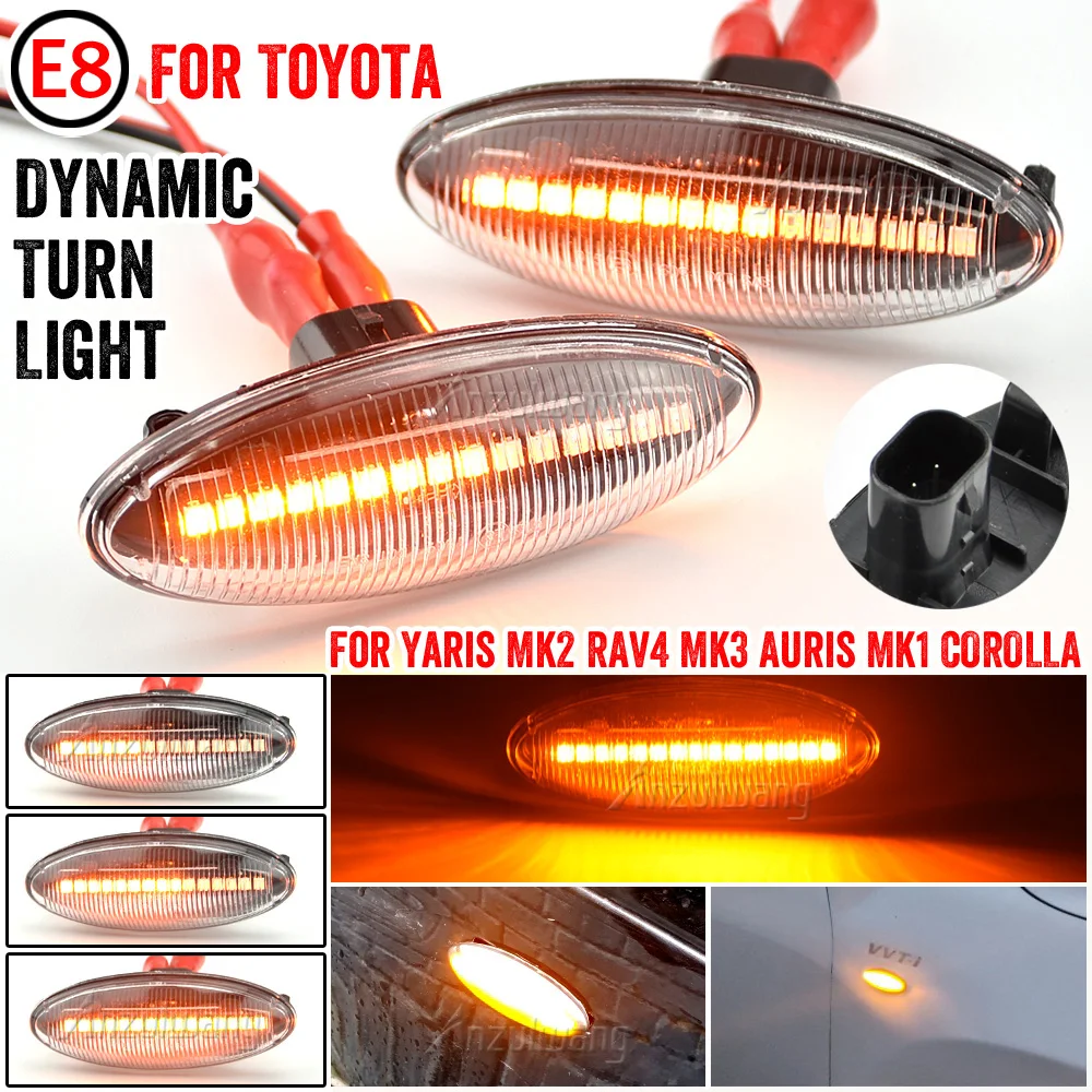 

2pcs Dynamic LED Side Marker Light Turn Signal Indicator Repeater Light Fit For Toyota Yaris COROLLA Auris Mk1 E15 RAV4 Mk3