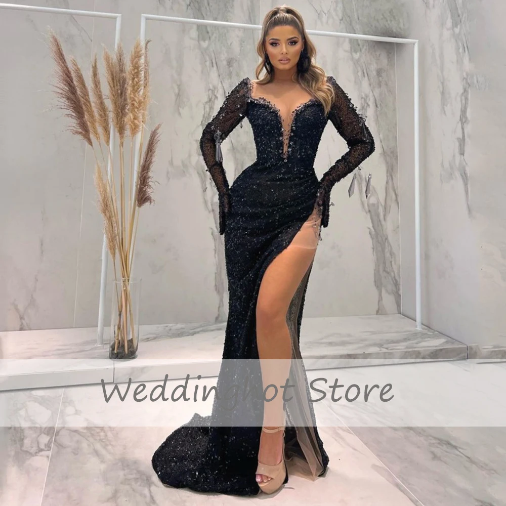 Black Sequin Prom Dress 2022 Long 
