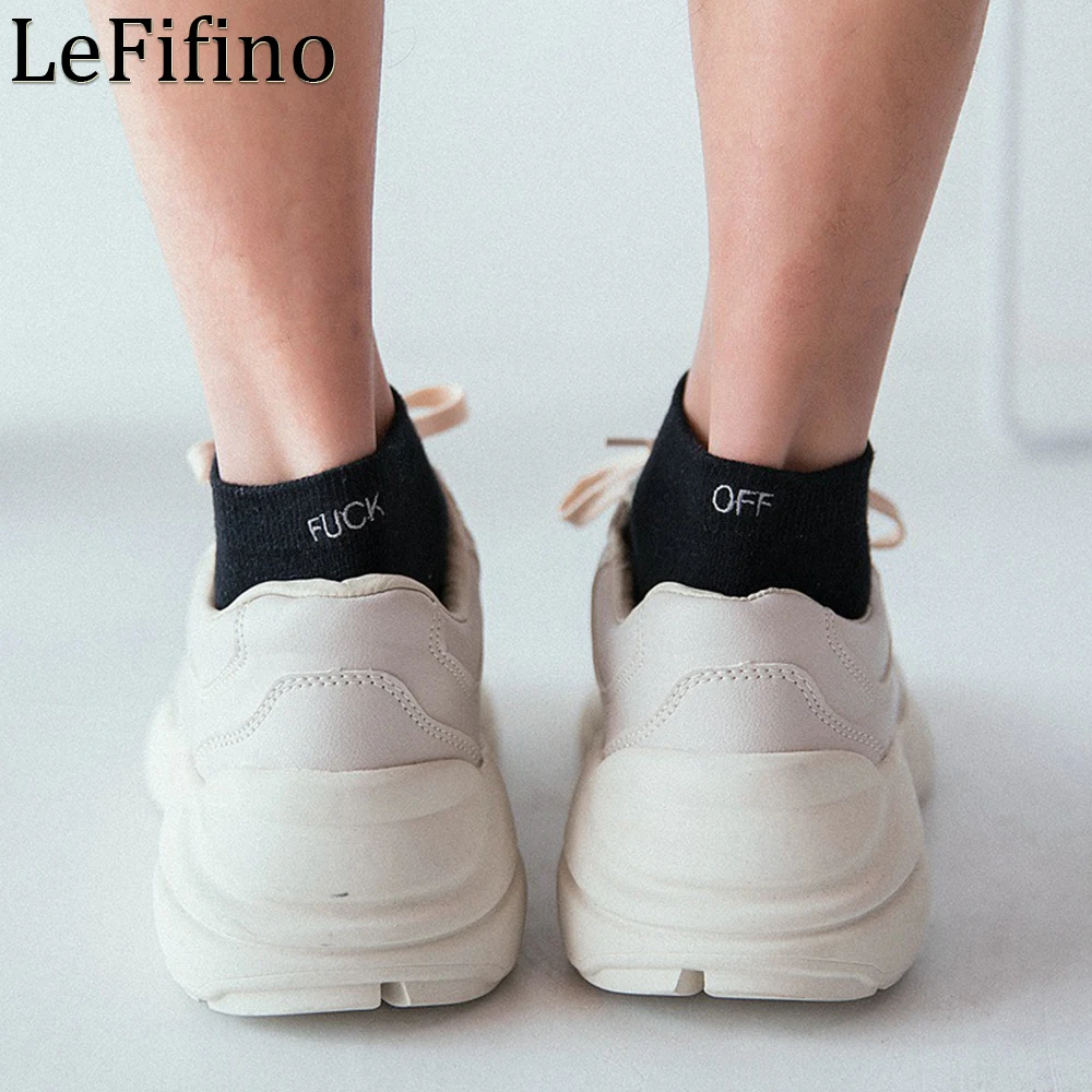 

Women Men Cotton Socks White Low Cut Ankle Soft Off Invisible Black Socks Cool Embroidery Letter Funny Unisex Socks Ne77725