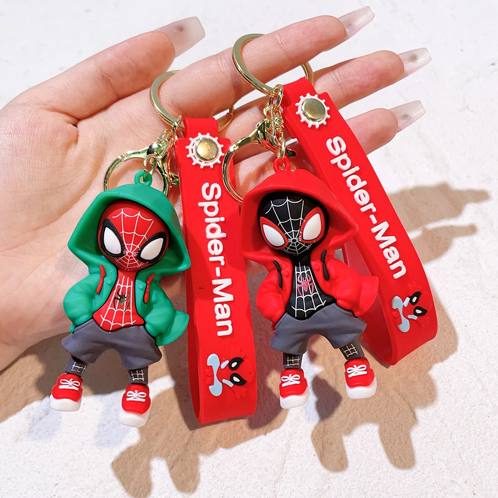 Key chains key rings anime keychain mario keychain game keychain Cute Cartoon Spiderman Silicone Keychains Marvel Superhero Pendant Keyrings Jewelry Disney Keyholder for Bag Accessories