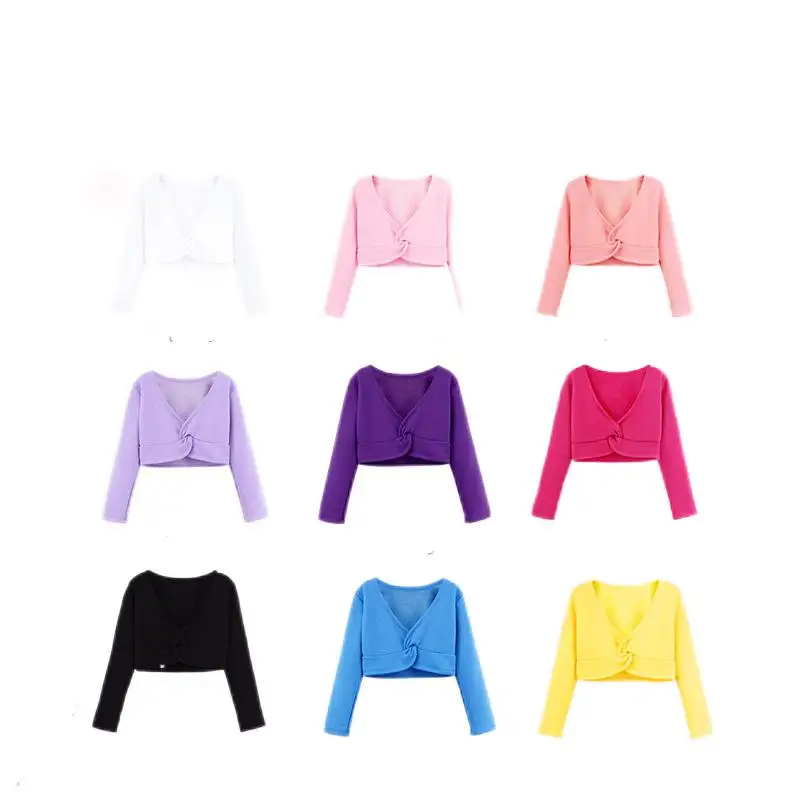 Ballet Leotard Girls Ballet Crop Tops Dance Sweater Coat High Waist Long Sleeve Gymnastics Leotard Overall Pullover