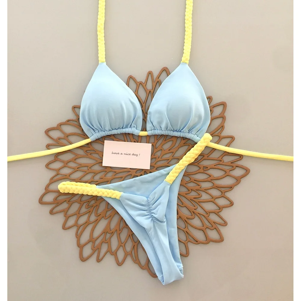 Micro Bikinis 2025 Push Up Women Swimsuits Sexy Swimwear Brazilian Bikini Set Thong Biquini Solid Swimsuit Summer Beachwear 1