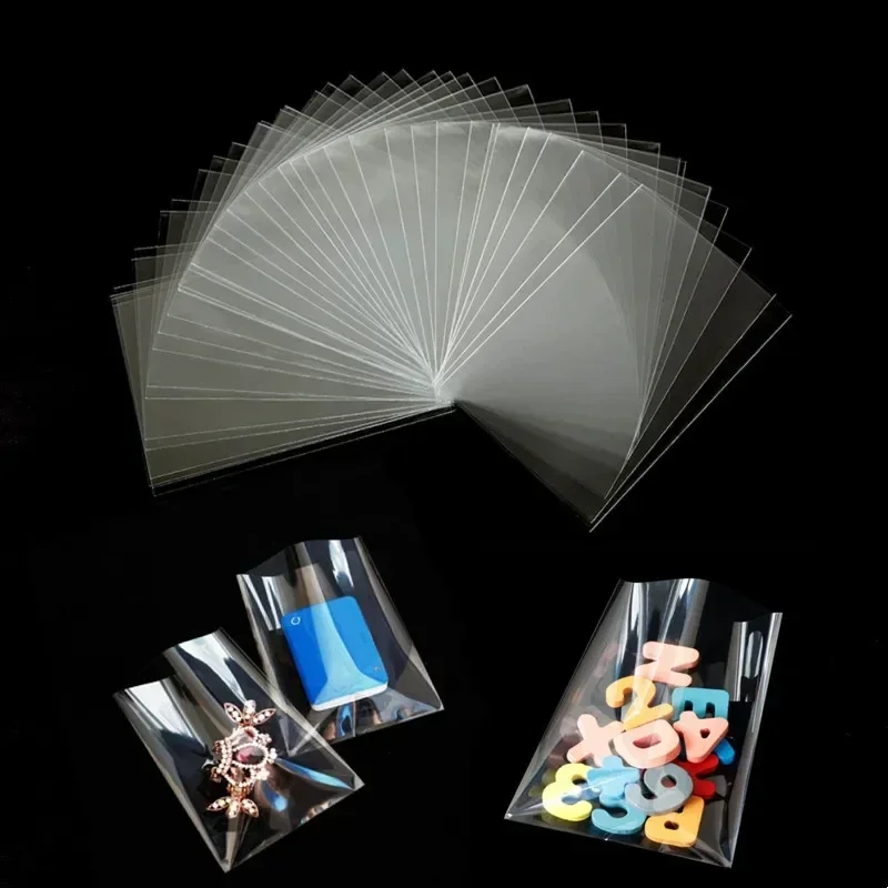 100Pcs Transparent Self-sealing Bag Jewelry Accessories Candy OPP Self-adhesive Packaging Resealable Gift Cookie Packaging
