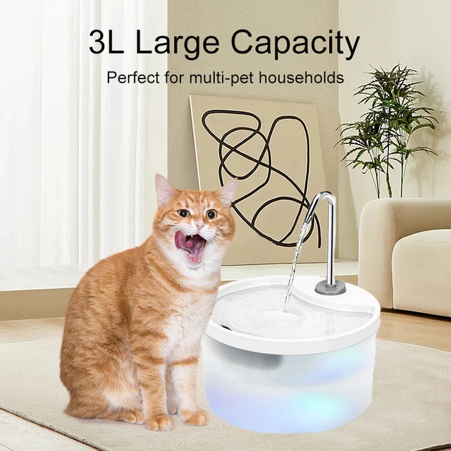 3.2L Cat Water Fountain,Pet Water Dispenser With Filter,Dog Drinking Fountain For Cats,Ultra Quiet Water Pump 6