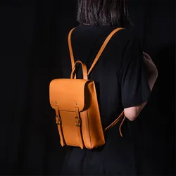 Casual vintage luxury natural genuine leather women's backpack outdoor travel real cowhide bookbag designer weekend bagpack