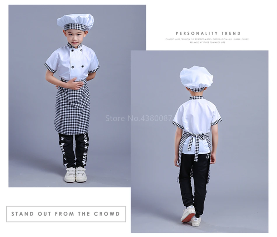 Kid Costume for Chef Uniform Jacket Children Cosplay Kitchen Restaurant  Clothing Kindergarten Performance Boys Girls Clothes Set
