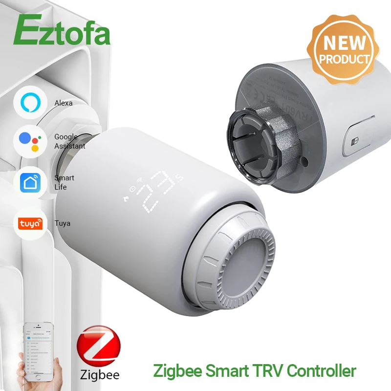 

Термостатический клапан радиатора Tuya Smart Zigbee 3,0, программируемый регулятор температуры, управление голосом Google и Alexa