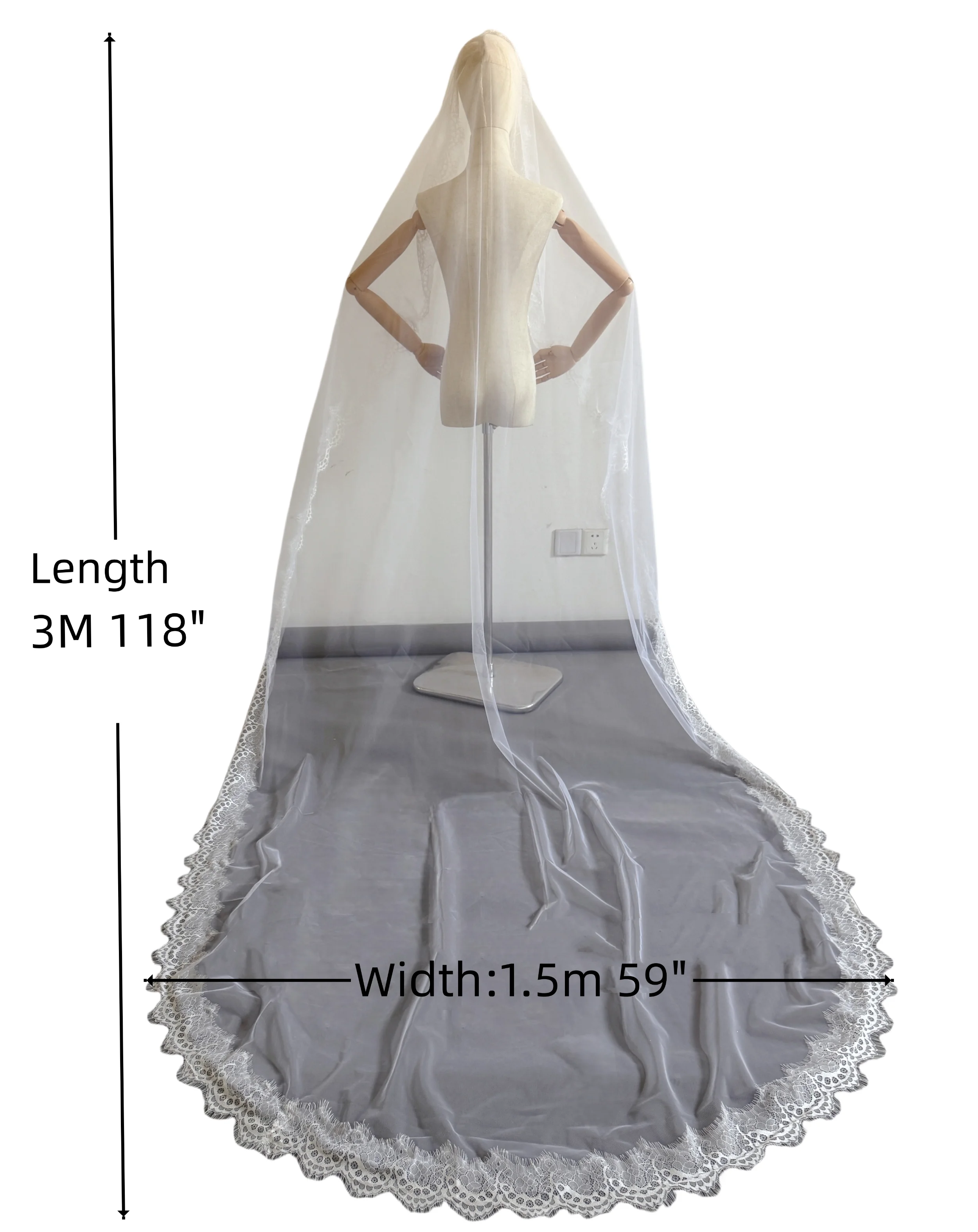 2025 New 1.5M/3M Long Bridal Veil White/Ivory Wedding Veil Mantilla