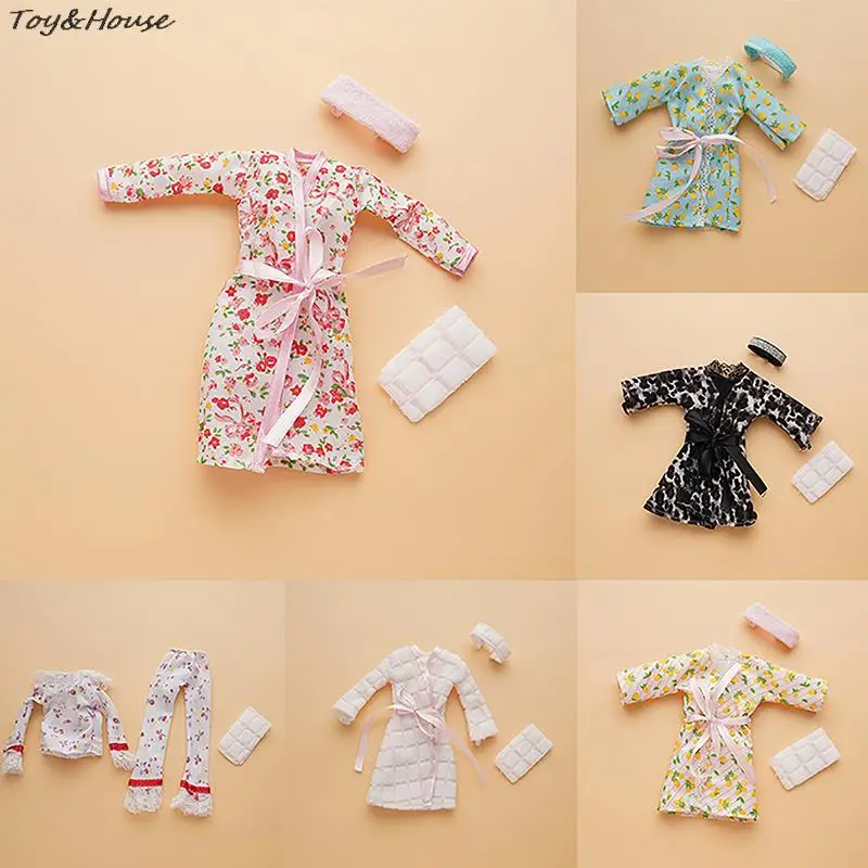 

1 Set Doll Clothes Bathrobe Mulitcolor Dress Headscarf Towel set For 11.8inch Dolls 1/6 Doll Accessories Baby Girl Holiday Gifts