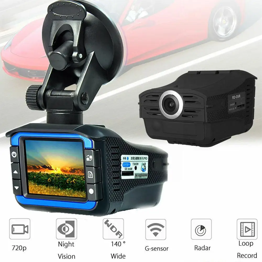 Dash Cam Car DVR Camera 2 In 1 Radar Dash Camera Video Tachograph Traffic Warnin Device Russian For Outdoor Personal Decora Q8I5