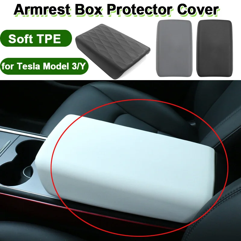 Protector De Reposabrazos Para Tesla Model 3 E Model Y – Consola Central En Negro, Toque Suave