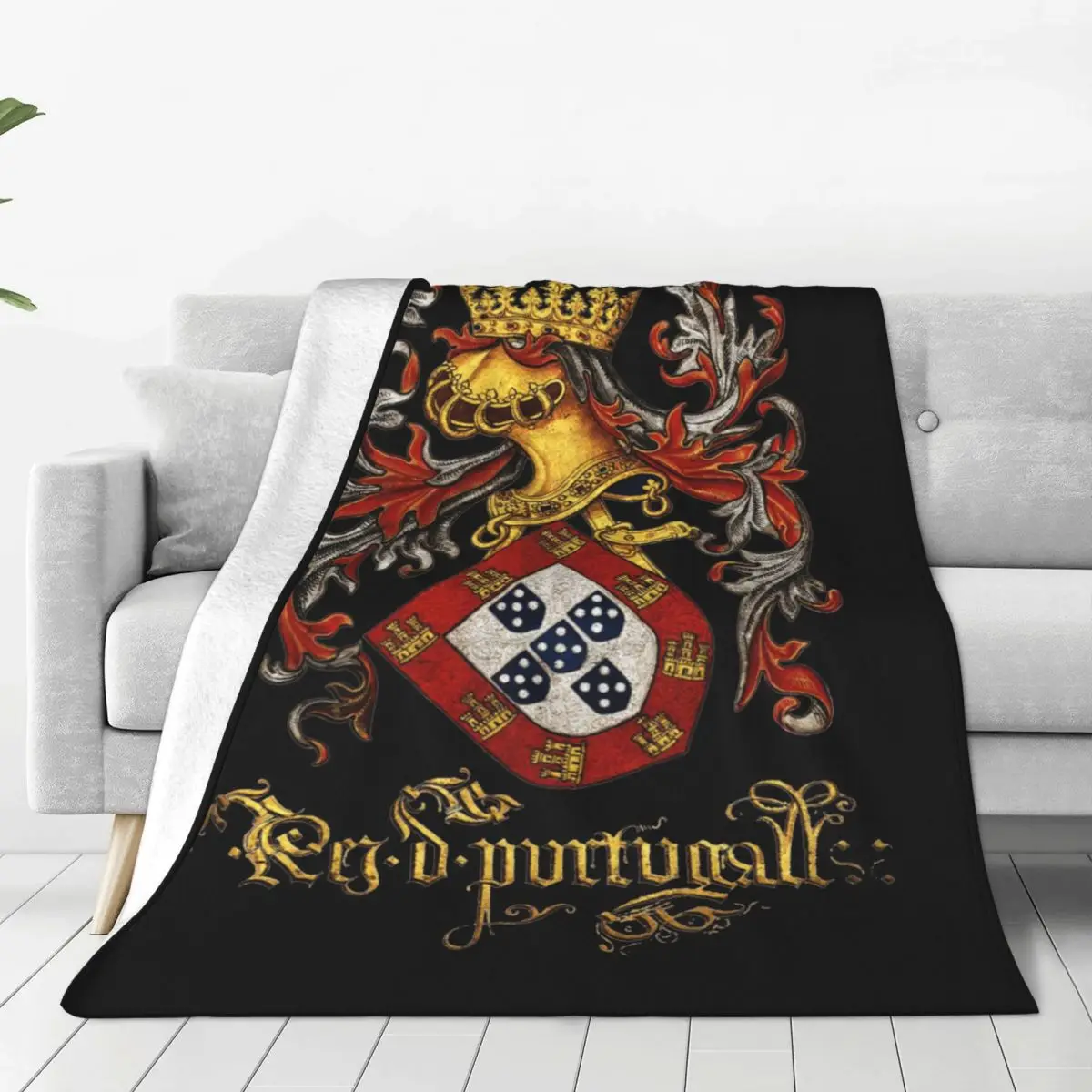 

Arms Of King Of Portugal Flag Blanket Flannel Vintage Warm Throw Blanket for Bedspread Decoration 1