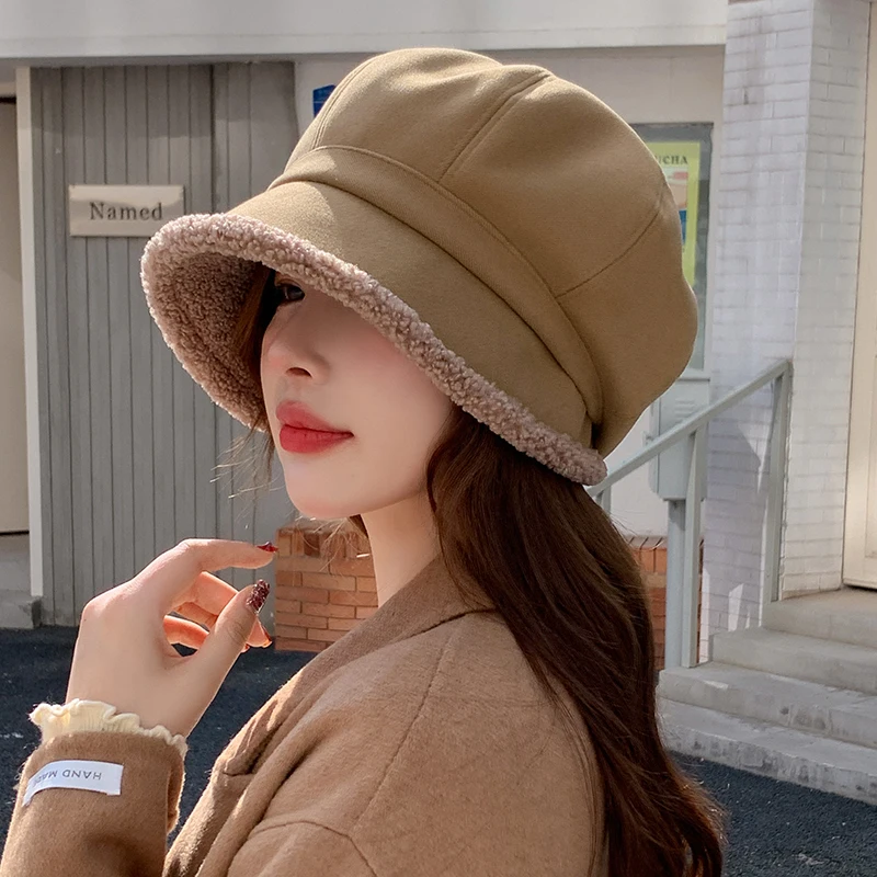 Women's Winter Velvet Beret Hat - Retro Solid Color Newsboy Cap