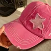 Y2K Washed Denim Hole Baseball Cap Sun Hat For Women Men Star Cotton Ponytail Caps Fashion Hip Hop Vintage Snapback Hats Gorros 5
