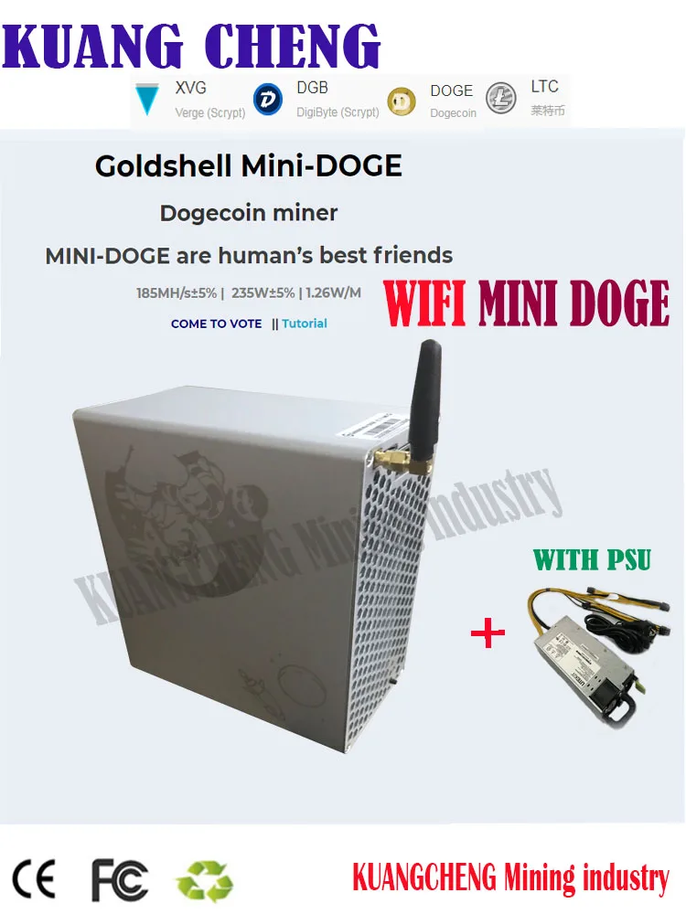 

New Goldshell Mini DOGE 185M Scrypt 235W DOGE LTC Silent Miner with PSU Better than Asic LT5 Innosilicon A6 A4 Antminer L3 L7