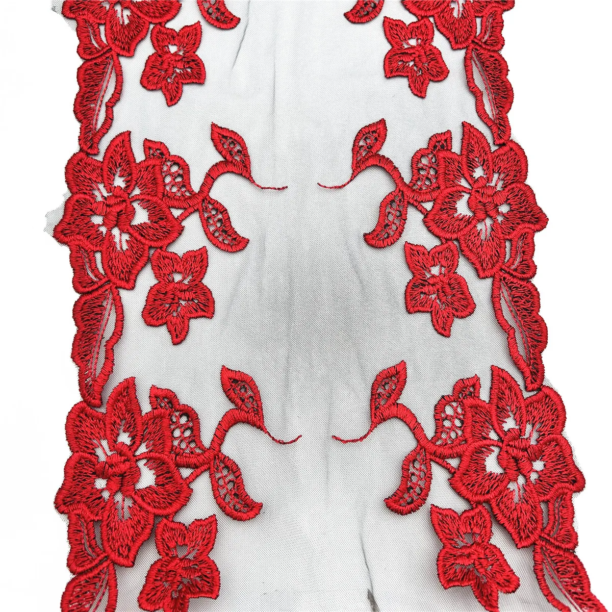 5y/lot Width7 7/8 inch (20cm) Red Embroidery Lace Trim Skirt Hem Clothes Sewing Material DIY Apparel Dress Wedding Fabric 4