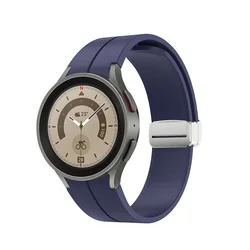 Magnetic Clasp Silicone Band Strap with Classic Design - Watch 4 Classic (Dark blue - S)